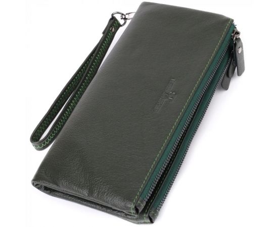 Купить Красивый кожаный кошелек на три отделения ST Leather 23110 Зеленый, фото , характеристики, отзывы