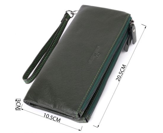 Купить Красивый кожаный кошелек на три отделения ST Leather 23110 Зеленый, фото , изображение 3, характеристики, отзывы
