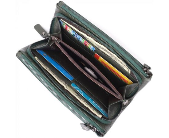 Купить Красивый кожаный кошелек на три отделения ST Leather 23110 Зеленый, фото , изображение 7, характеристики, отзывы