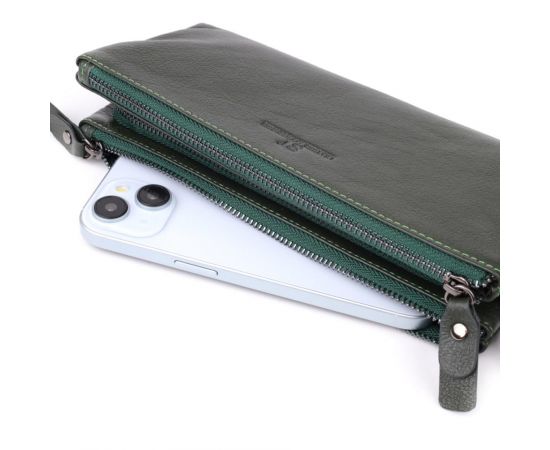 Купить Красивый кожаный кошелек на три отделения ST Leather 23110 Зеленый, фото , изображение 8, характеристики, отзывы