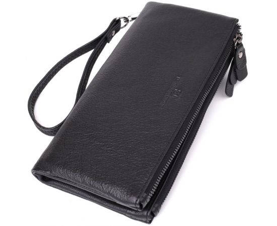 Придбати Практичный кожаный кошелек на три отделения ST Leather 23111 Черный, image , характеристики, відгуки