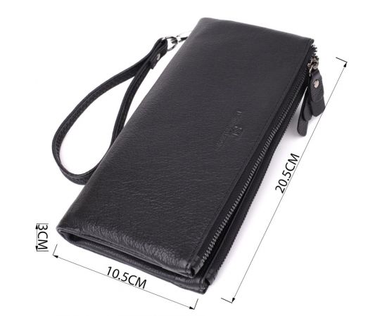 Придбати Практичный кожаный кошелек на три отделения ST Leather 23111 Черный, image , зображення 3, характеристики, відгуки