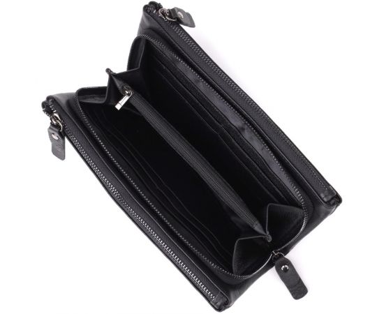 Придбати Практичный кожаный кошелек на три отделения ST Leather 23111 Черный, image , зображення 5, характеристики, відгуки