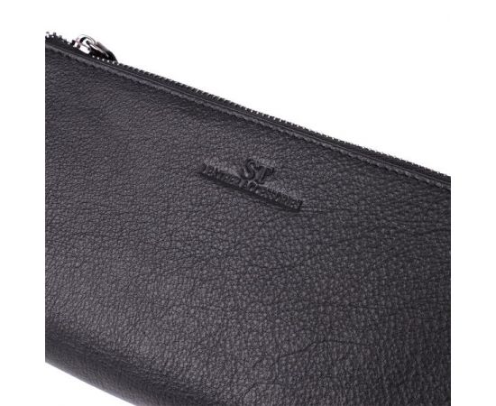 Придбати Практичный кожаный кошелек на три отделения ST Leather 23111 Черный, image , зображення 7, характеристики, відгуки