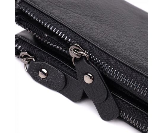 Придбати Практичный кожаный кошелек на три отделения ST Leather 23111 Черный, image , зображення 8, характеристики, відгуки