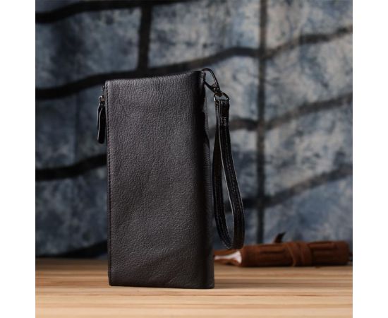 Придбати Практичный кожаный кошелек на три отделения ST Leather 23111 Черный, image , зображення 10, характеристики, відгуки