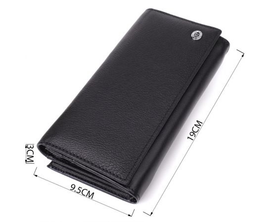 Купить Функциональный женский кошелек на магнитах из натуральной кожи ST Leather 23112 Черный, фото , изображение 3, характеристики, отзывы