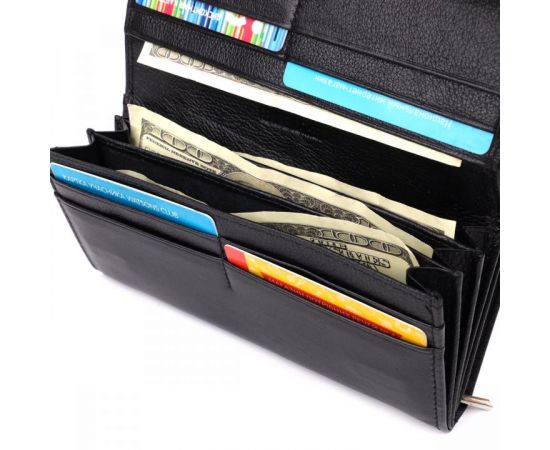 Купить Функциональный женский кошелек на магнитах из натуральной кожи ST Leather 23112 Черный, фото , изображение 6, характеристики, отзывы