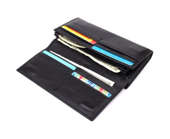 Купить Функциональный женский кошелек на магнитах из натуральной кожи ST Leather 23112 Черный, фото , изображение 7, характеристики, отзывы