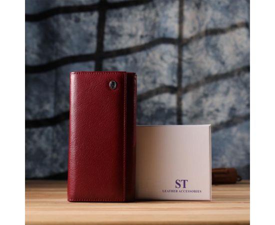 Купить Модный женский кошелек на магнитах из натуральной кожи ST Leather 23113 Бордовый, фото , изображение 12, характеристики, отзывы
