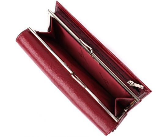 Купить Модный женский кошелек на магнитах из натуральной кожи ST Leather 23113 Бордовый, фото , изображение 8, характеристики, отзывы