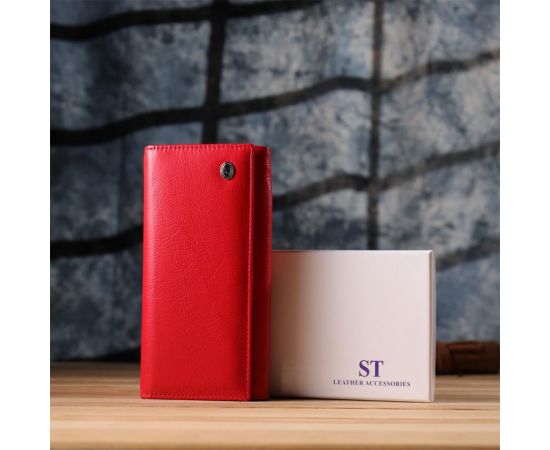 Купить Яркий женский кошелек на магнитах из натуральной кожи ST Leather 23114 Красный, фото , изображение 13, характеристики, отзывы