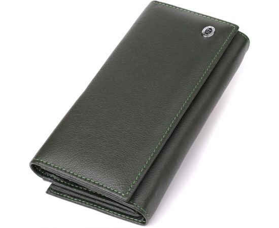 Купить Вместительный женский кошелек на магнитах из натуральной кожи ST Leather 23115 Зеленый, фото , характеристики, отзывы