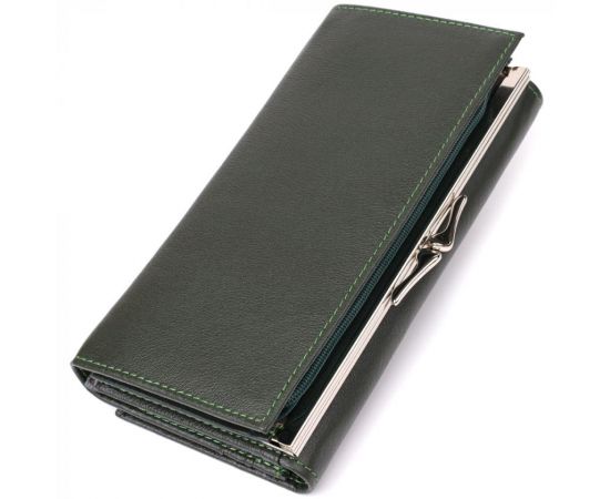 Купить Вместительный женский кошелек на магнитах из натуральной кожи ST Leather 23115 Зеленый, фото , изображение 2, характеристики, отзывы