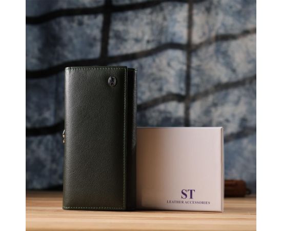 Купить Вместительный женский кошелек на магнитах из натуральной кожи ST Leather 23115 Зеленый, фото , изображение 11, характеристики, отзывы