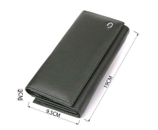 Купить Вместительный женский кошелек на магнитах из натуральной кожи ST Leather 23115 Зеленый, фото , изображение 3, характеристики, отзывы