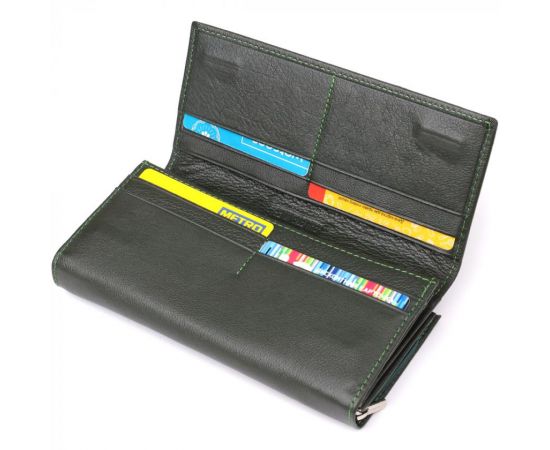 Купить Вместительный женский кошелек на магнитах из натуральной кожи ST Leather 23115 Зеленый, фото , изображение 5, характеристики, отзывы