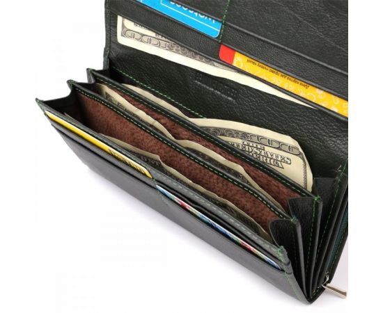 Купить Вместительный женский кошелек на магнитах из натуральной кожи ST Leather 23115 Зеленый, фото , изображение 6, характеристики, отзывы