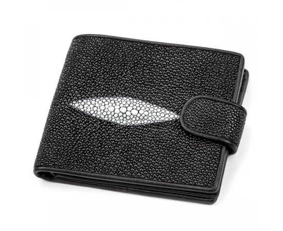 Купить Портмоне мужское STINGRAY LEATHER 18070 из натуральной кожи морского ската Черное, фото , характеристики, отзывы