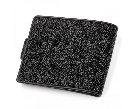 Купить Портмоне мужское STINGRAY LEATHER 18070 из натуральной кожи морского ската Черное, фото , изображение 2, характеристики, отзывы