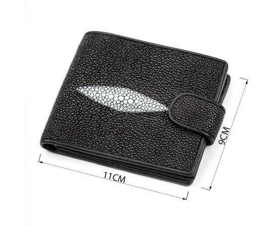 Купить Портмоне мужское STINGRAY LEATHER 18070 из натуральной кожи морского ската Черное, фото , изображение 3, характеристики, отзывы