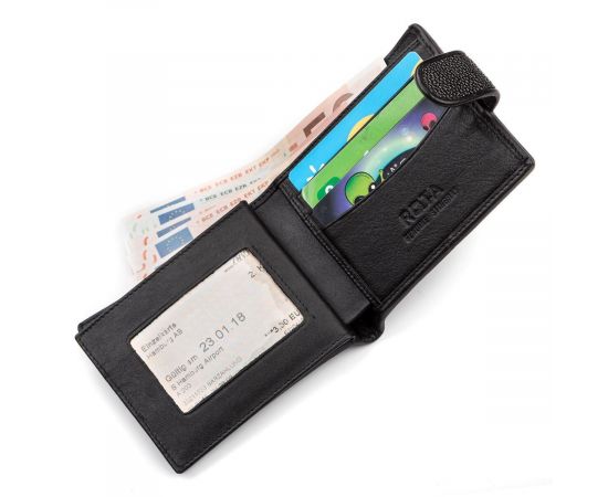 Купить Портмоне мужское STINGRAY LEATHER 18070 из натуральной кожи морского ската Черное, фото , изображение 5, характеристики, отзывы