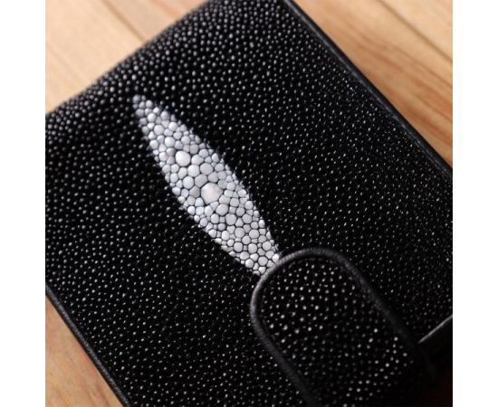 Купить Портмоне мужское STINGRAY LEATHER 18070 из натуральной кожи морского ската Черное, фото , изображение 10, характеристики, отзывы