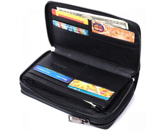 Купить Мужской клатч на два отделения из натуральной кожи ST Leather 22684 Черный, фото , изображение 7, характеристики, отзывы