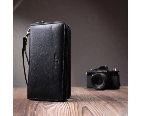 Купить Мужской клатч на два отделения из натуральной кожи ST Leather 22684 Черный, фото , изображение 10, характеристики, отзывы