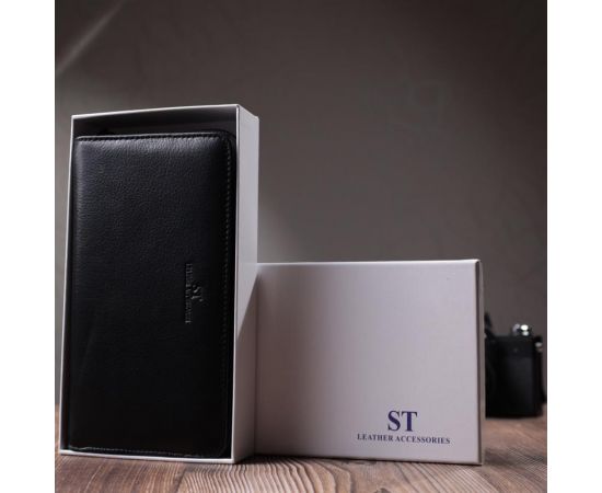 Купить Мужской клатч с блоком для карт из натуральной кожи ST Leather 22694 Черный, фото , изображение 12, характеристики, отзывы