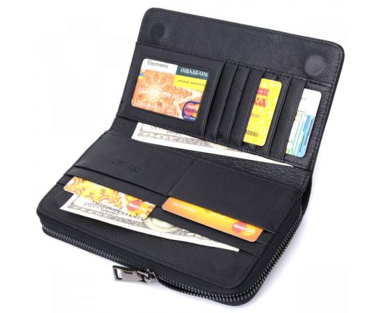 Купить Мужской клатч с блоком для карт из натуральной кожи ST Leather 22694 Черный, фото , изображение 7, характеристики, отзывы