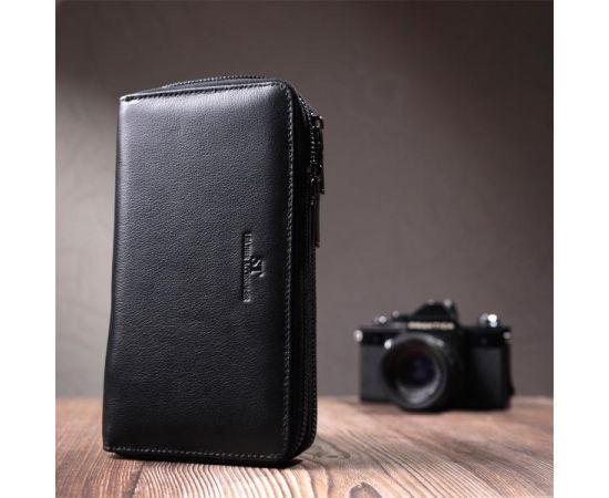 Купить Стильный мужской клатч на два отделения из натуральной кожи ST Leather 22700 Черный, фото , изображение 10, характеристики, отзывы