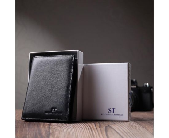 Купить Вертикальное мужское портмоне из натуральной кожи ST Leather 22733 Черный, фото , изображение 11, характеристики, отзывы