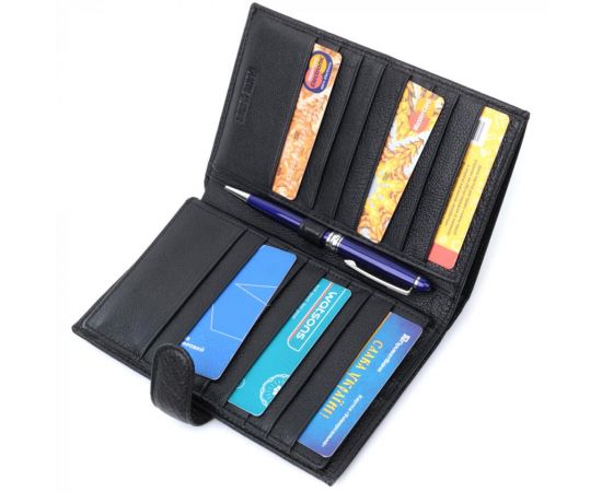 Купить Универсальный мужской бумажник для денег и документов из натуральной кожи ST Leather 22735 Черный, фото , изображение 7, характеристики, отзывы