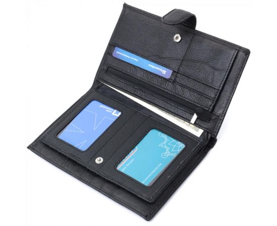 Купить Универсальный мужской бумажник для денег и документов из натуральной кожи ST Leather 22735 Черный, фото , изображение 8, характеристики, отзывы