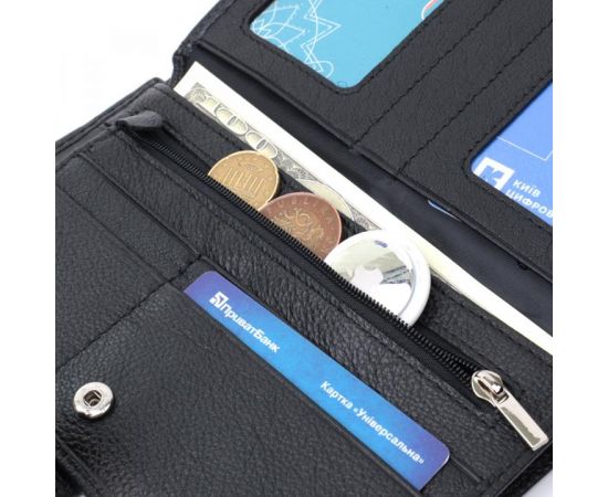 Купить Универсальный мужской бумажник для денег и документов из натуральной кожи ST Leather 22735 Черный, фото , изображение 9, характеристики, отзывы