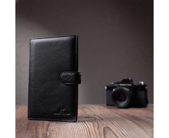 Купить Универсальный мужской бумажник для денег и документов из натуральной кожи ST Leather 22735 Черный, фото , изображение 10, характеристики, отзывы