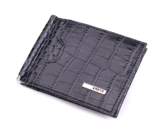 Купить Практичный мужской кошелек-зажим из натуральной кожи KARYA 22851 Серый, фото , характеристики, отзывы
