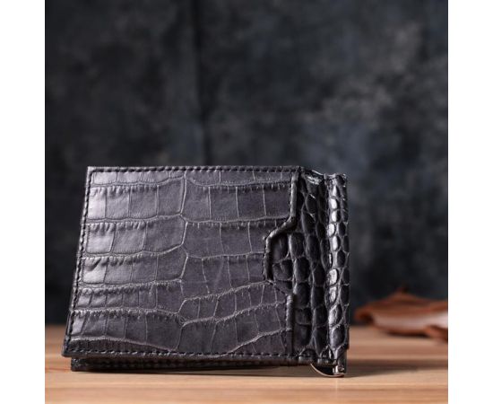 Купить Практичный мужской кошелек-зажим из натуральной кожи KARYA 22851 Серый, фото , изображение 11, характеристики, отзывы