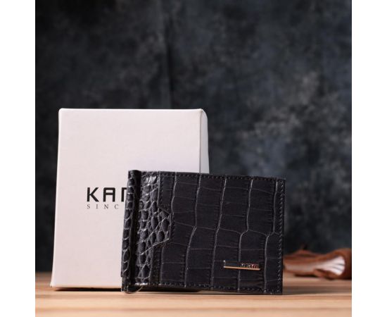 Купить Практичный мужской кошелек-зажим из натуральной кожи KARYA 22851 Серый, фото , изображение 12, характеристики, отзывы