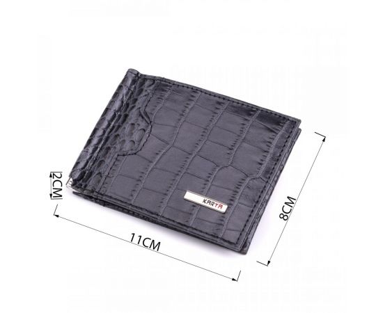 Купить Практичный мужской кошелек-зажим из натуральной кожи KARYA 22851 Серый, фото , изображение 3, характеристики, отзывы