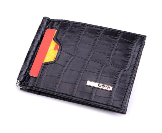 Купить Практичный мужской кошелек-зажим из натуральной кожи KARYA 22851 Серый, фото , изображение 5, характеристики, отзывы