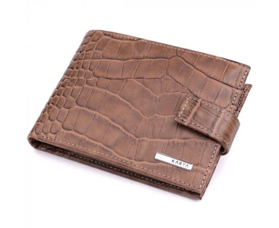 Купить Вместительный мужской кошелек из натуральной кожи KARYA 22854 Коричневый, фото , характеристики, отзывы