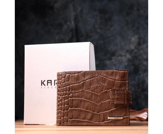 Купить Вместительный мужской кошелек из натуральной кожи KARYA 22854 Коричневый, фото , изображение 11, характеристики, отзывы