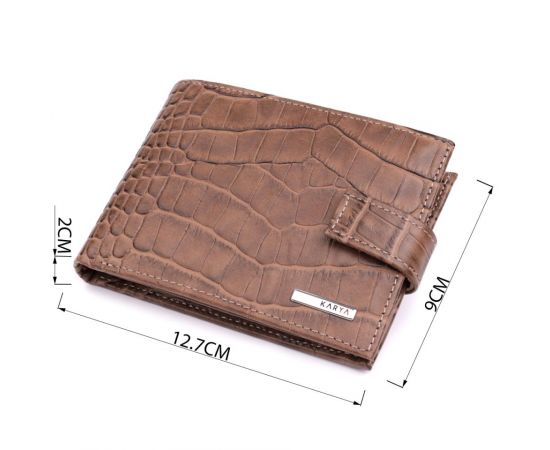 Купить Вместительный мужской кошелек из натуральной кожи KARYA 22854 Коричневый, фото , изображение 3, характеристики, отзывы