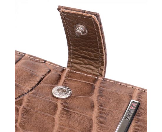 Купить Вместительный мужской кошелек из натуральной кожи KARYA 22854 Коричневый, фото , изображение 5, характеристики, отзывы