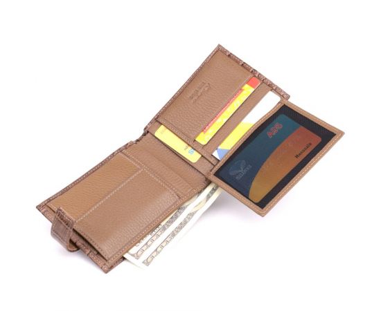 Купить Вместительный мужской кошелек из натуральной кожи KARYA 22854 Коричневый, фото , изображение 7, характеристики, отзывы