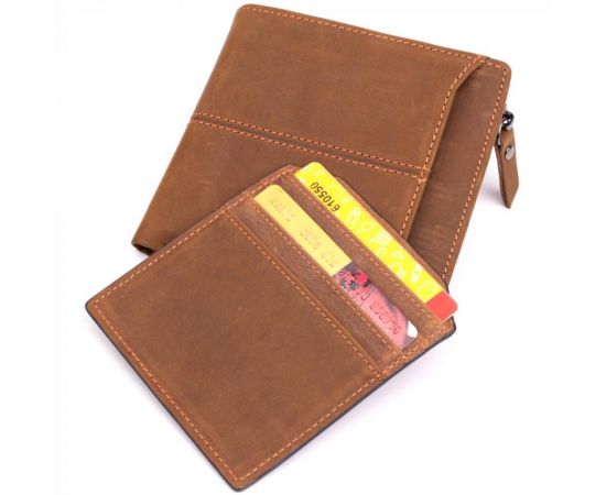 Купить Практичный кошелек для мужчин из натуральной кожи 22856 Vintage Коричневый, фото , изображение 5, характеристики, отзывы