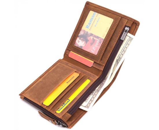 Купить Практичный кошелек для мужчин из натуральной кожи 22856 Vintage Коричневый, фото , изображение 7, характеристики, отзывы