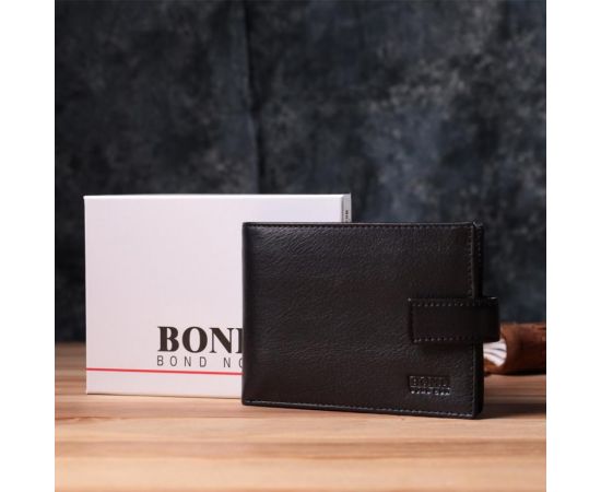 Купить Вместительный мужской кошелек из натуральной кожи BOND 22861 Черный, фото , изображение 11, характеристики, отзывы